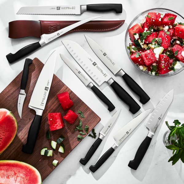 ZWILLING Vier Sterne Brotmesser, Klingenlänge: 20 cm, Klingenblatt mit Wellenschliff, Rostfreier Spezialstahl, Ergonomischer Kunststoff-Griff, Schwarz [Made in Germany], Bunt 5