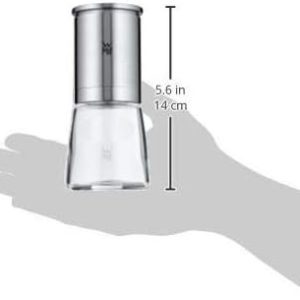 WMF De Luxe Salz und Pfeffermühle 14 cm, unbefüllt, Salzmühle, Pfeffermühle Keramikmahlwerk, Cromargan Edelstahl, Glasbehälter, Mühle für Salz, Pfeffer, Chillischoten 26