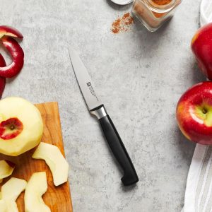 ZWILLING Vier Sterne Messer-Set, 3-teilig (Spick/Garniermesser 10 cm, Fleischmesser 16 cm, Kochmesser 20cm), Rostfreier Spezialstahl, Ergonomischer Kunststoff-Griff, Schwarz [Made in Germany] 19