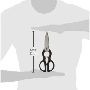 WMF Küchenschere 21 cm, Haushaltsschere mit Sägeschliff, Schere Küche, Edelstahl, Kunststoffgriff, Universalschere mit Flaschenöffner 28