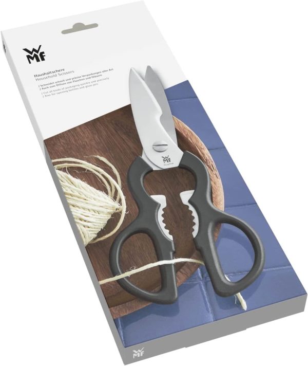WMF Küchenschere 21 cm, Haushaltsschere mit Sägeschliff, Schere Küche, Edelstahl, Kunststoffgriff, Universalschere mit Flaschenöffner 11