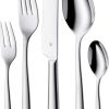 WMF Palma Edelstahl Besteck Set 6 Personen, Essbesteck Set 30 teilig, Monobloc-Messer, Cromargan Edelstahl poliert, glänzend, spülmaschinenfest 26