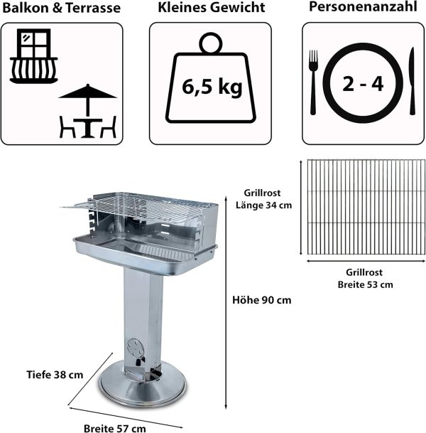 ACTIVA Holzkohlegrill Pisa I Premium Holzkohle Grill aus Edelstahl mit hochwertigem & verchromtem Grillrost I Robuster Kohlegrill für ein einzigartiges Grillerlebnis 3