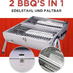 BBQ Collection - Klappgrill - Doppel Grillfläche - Edelstahl/Rost Frei Inox 13