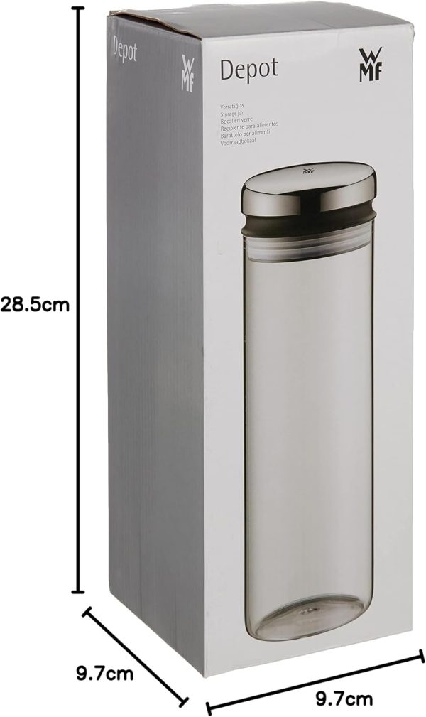 WMF Depot Vorratsdose Glas 1,5l, Höhe 28,5 cm, Vorratsglas mit Deckel, Kaffeebohnen Behälter, Müslidose, Frischhaltedose mit große Einfüllöffnung 3
