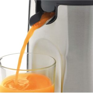 WMF Stelio Saftpresse elektrisch, Zitruspresse, Orangenpresse, 85 Watt, 2 Presskegel, Tropfstopp, Siebeinsatz, matt edelstahl [Energieklasse B] 19