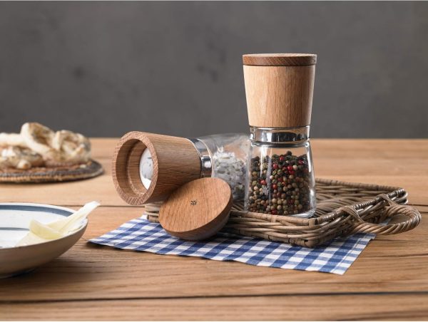WMF Ceramill Nature Salz und Pfeffer Mühle, unbefüllt, für Salz, Pfeffer, Chilli, Salzmühle, Pfeffermühle Holz, Keramikmahlwerk 13