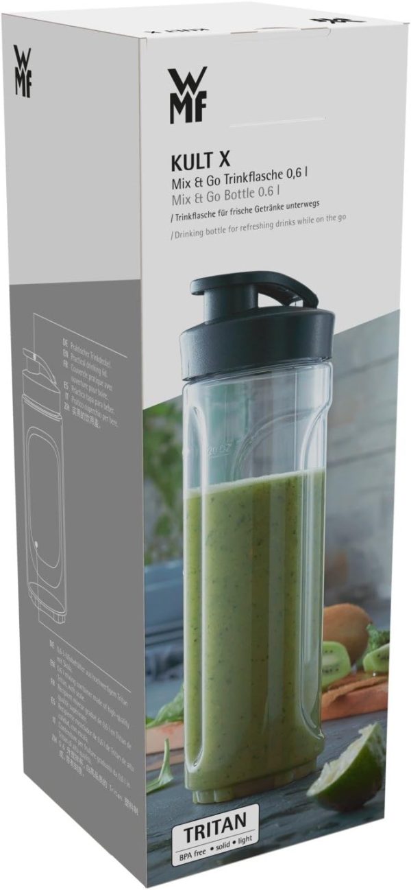WMF Kult X Mix & Go/Küchenminis Trinkflasche 600 ml, Smoothie Flasche, Mixbehälter, Smoothie Becher aus Tritan-Kunststoff, bruchsicher [Energieklasse B] 6
