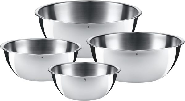WMF Gourmet Schüsselset 4-teilig, Edelstahl Schüsseln für die Küche 1,0l - 3,5l, Rührschüssel, Salatschüssel, Servierschüssel, Cromargan, stapelbar 1