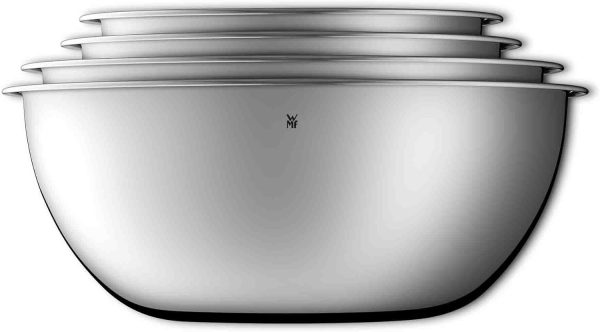 WMF Gourmet Schüsselset 4-teilig, Edelstahl Schüsseln für die Küche 1,0l - 3,5l, Rührschüssel, Salatschüssel, Servierschüssel, Cromargan, stapelbar 3