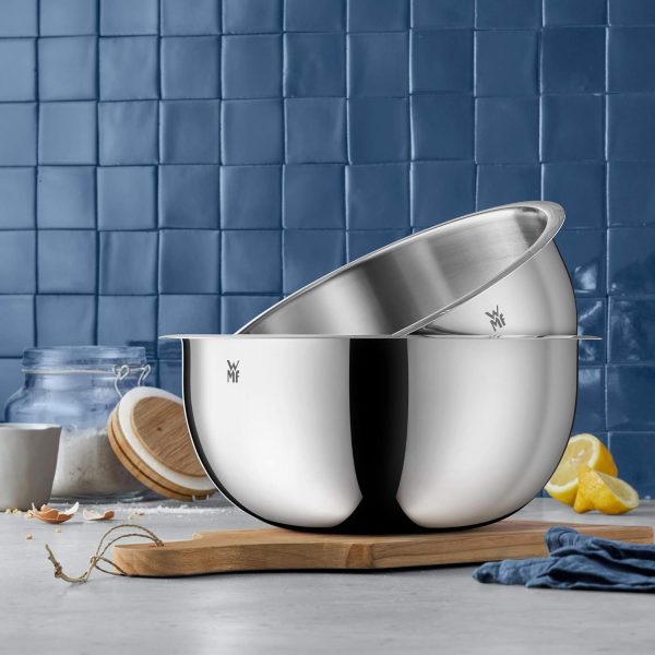 WMF Gourmet Schüsselset 4-teilig, Edelstahl Schüsseln für die Küche 1,0l - 3,5l, Rührschüssel, Salatschüssel, Servierschüssel, Cromargan, stapelbar 8