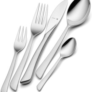 WMF Virginia Besteck Set 12 Personen, 66 teilig, 60 Teile mit Servierbesteck, Hohlheftmesser, Cromargan protect teilmattiert, kratzbeständig 24