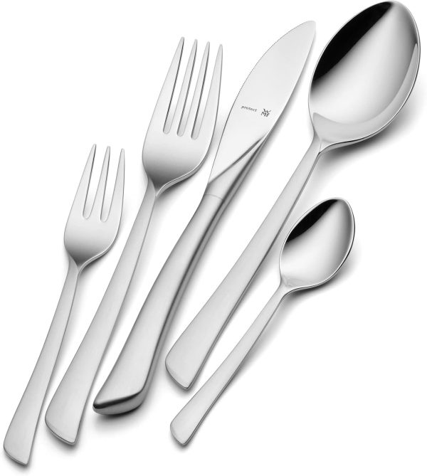 WMF Virginia Besteck Set 12 Personen, 66 teilig, 60 Teile mit Servierbesteck, Hohlheftmesser, Cromargan protect teilmattiert, kratzbeständig 3