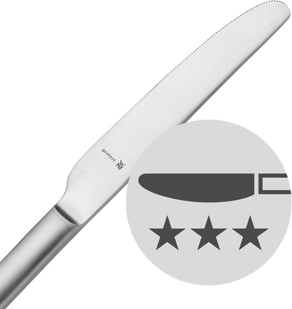 WMF Virginia Besteck Set 12 Personen, 66 teilig, 60 Teile mit Servierbesteck, Hohlheftmesser, Cromargan protect teilmattiert, kratzbeständig 5
