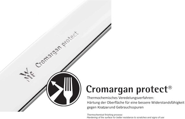 WMF Virginia Besteck Set 12 Personen, 66 teilig, 60 Teile mit Servierbesteck, Hohlheftmesser, Cromargan protect teilmattiert, kratzbeständig 17