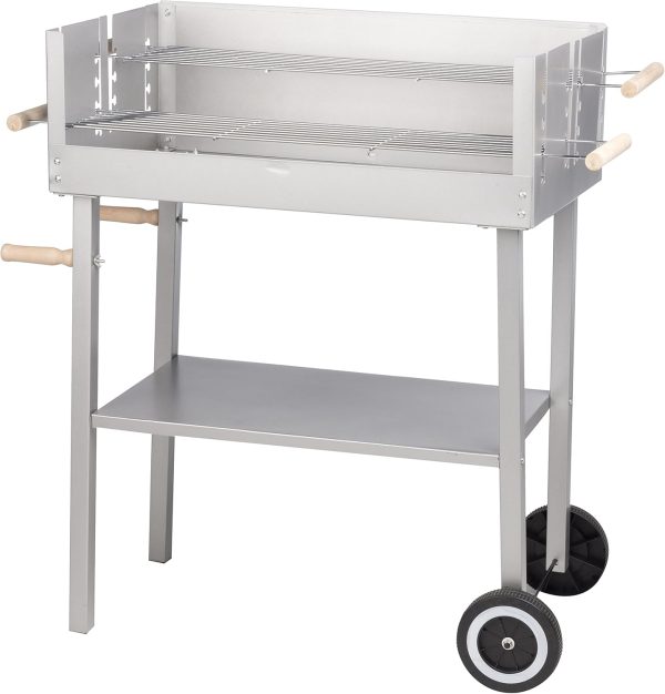 BBQ Collection 48678 Grillwagen/Säulengrill XL, Holzkohle, Edelstahl, 88 x 42,5 x 89,5 cm 1