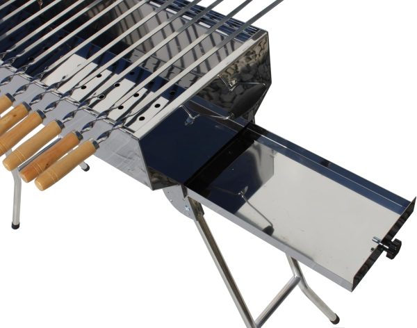 Andreas Dell® Premium Holzkohlengrill | Tragbarer Klappgrill Grill mit Aschesschublade, Spießen & Grillrost | Perfekt für Garten, Camping & Terrasse 4