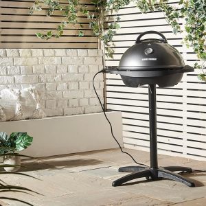 George Foreman Grill 2in1 Elektrogrill [Testsieger]: Standgrill & Tischgrill (Innen- & Außennutzung, Balkon & Küche, Ø44,5cm, Temperaturanzeige, Fettauffangschale, 2400W) Kugelgrill 22460-56, Schwarz 18