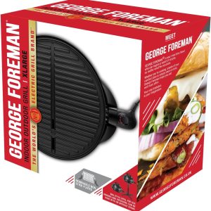 George Foreman Grill 2in1 Elektrogrill [Testsieger]: Standgrill & Tischgrill (Innen- & Außennutzung, Balkon & Küche, Ø44,5cm, Temperaturanzeige, Fettauffangschale, 2400W) Kugelgrill 22460-56, Schwarz 34