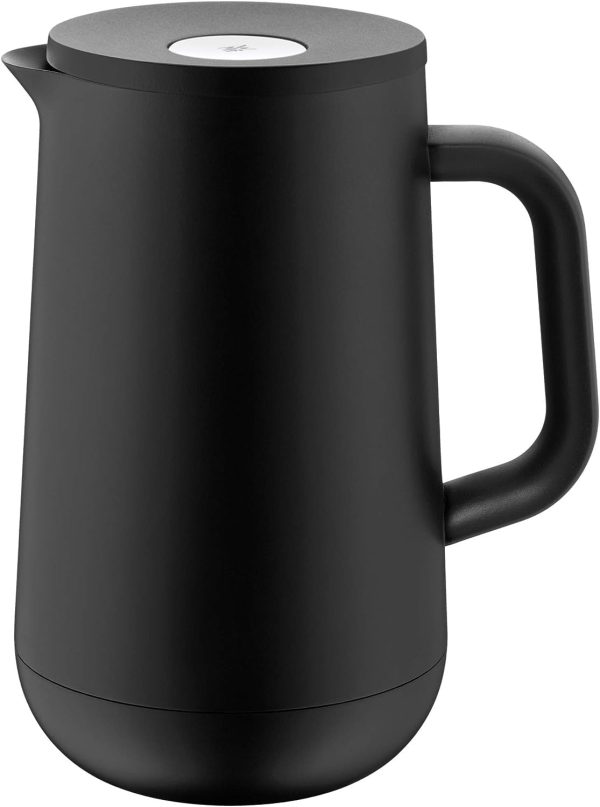 WMF Impulse Thermoskanne 1l, Isolierkanne für Tee oder Kaffee, Druckverschluss, hält Getränke 24h kalt & warm, schwarz 1