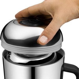 WMF Impulse Thermoskanne 1l, Isolierkanne für Tee oder Kaffee, Druckverschluss, hält Getränke 24h kalt & warm, schwarz 16