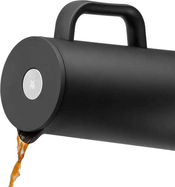 WMF Impulse Thermoskanne 1l, Isolierkanne für Tee oder Kaffee, Druckverschluss, hält Getränke 24h kalt & warm, schwarz 6