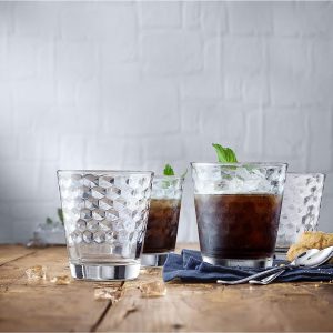 WMF CoffeeTime Wassergläser Set 4-teilig, Gläser 265 ml mit Wabenmuster, Tumbler, Cocktail, hitzebeständiges Kristallglas, spülmaschinengeeignet 10
