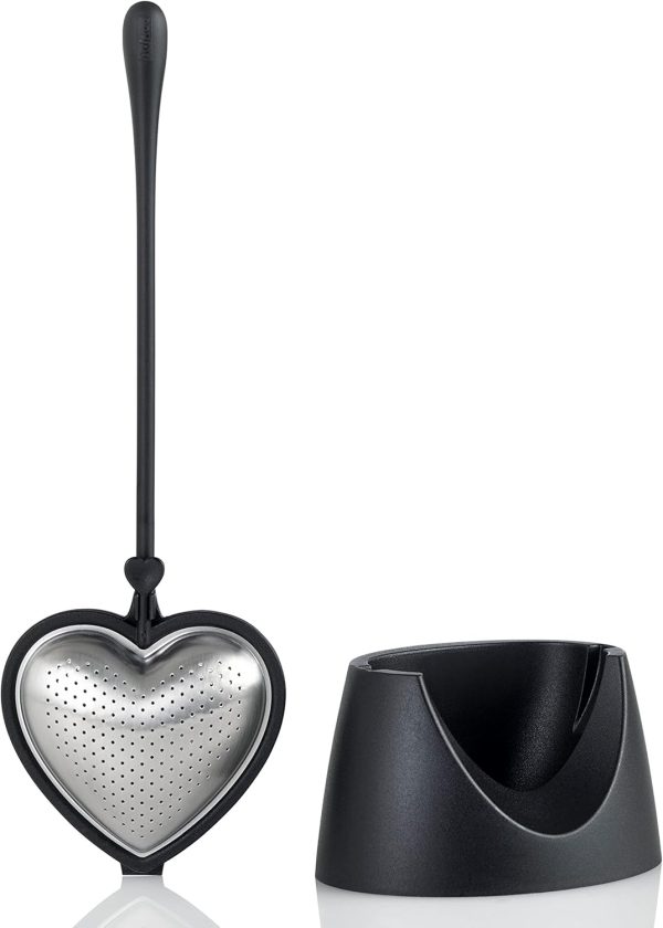 AdHoc Teefilter Big Heart, schwarz, Kunststoff/Edelstahl, L: 21 cm, B: 3 cm, mit Ständer: L: 22 cm, B: 9 cm [W] 1