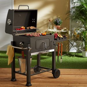 tepro Holzkohlegrill (Grillwagen) Toronto Click, Grillfläche: ca. 56 x 41,5 cm, mit Deckel, Edelstahl-Griff, Grillrost und Thermometer, Auf- und Abbau ohne Schrauben, Maße ca. 115 x 67 x 107 cm 27