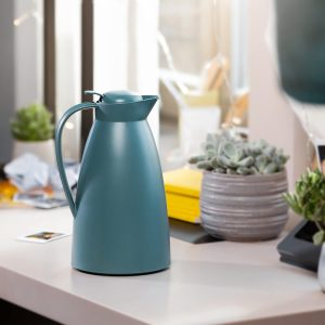 alfi ECO 1,0l, sea pine, Isolierkanne mit hygienischem Hartglaseinsatz aus Kunststoff, Drehverschluss mit bequemer Drucktaste, Ausgießen mit einer Hand, ideal als Kaffeekanne, Teekanne, BPA-frei 8