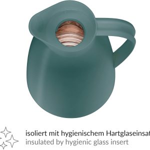 alfi ECO 1,0l, sea pine, Isolierkanne mit hygienischem Hartglaseinsatz aus Kunststoff, Drehverschluss mit bequemer Drucktaste, Ausgießen mit einer Hand, ideal als Kaffeekanne, Teekanne, BPA-frei 10