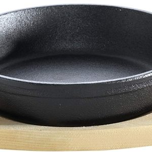 ALL'GRILL Gusseisenpfännchen mit 2 Griffen Ø 12 cm und Holzuntersetzer 5