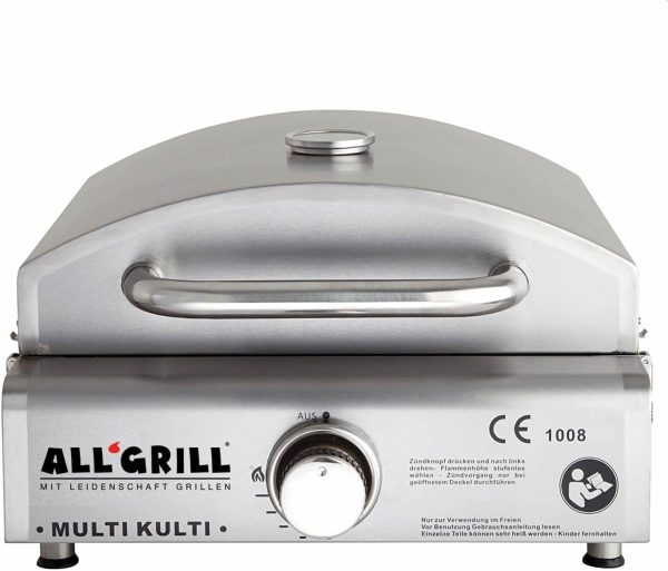 ALL GRILL Allgrill Multi-KULTI Set 4 zündgesichert - Gasgrill + Pizzahaube + Pizzastein + Gusspfanne 2