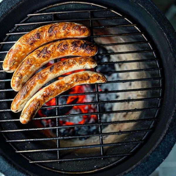 BBQ-Toro Kamado Grill Ø 52 cm "KURO", Grau | Holzkohlegrill mit Bambusablage, Thermometer, Holzgriff, Rollen | Keramikgrill Kamado, Keramik Grill mit Aktivbelüftung, Grill mit Ablage 2