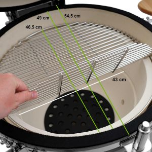 BBQ-Toro Kamado Grill Ø 52 cm "KURO", Grau | Holzkohlegrill mit Bambusablage, Thermometer, Holzgriff, Rollen | Keramikgrill Kamado, Keramik Grill mit Aktivbelüftung, Grill mit Ablage 14