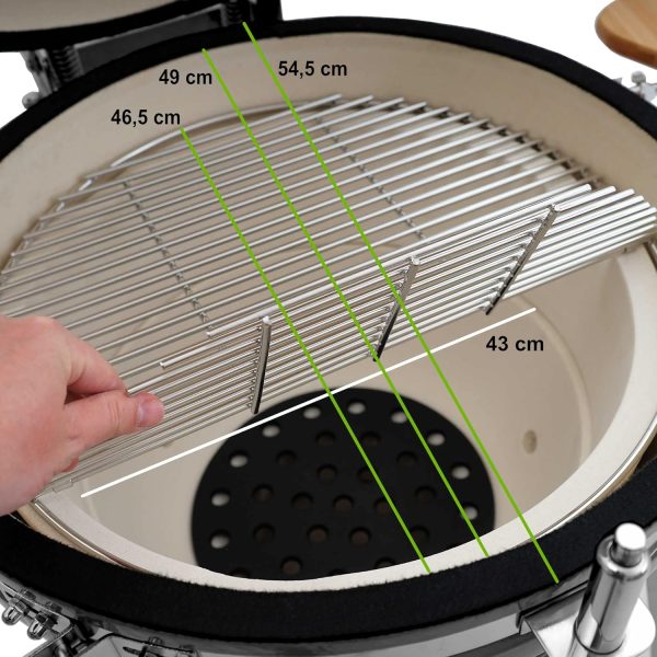 BBQ-Toro Kamado Grill Ø 52 cm "KURO", Grau | Holzkohlegrill mit Bambusablage, Thermometer, Holzgriff, Rollen | Keramikgrill Kamado, Keramik Grill mit Aktivbelüftung, Grill mit Ablage 4