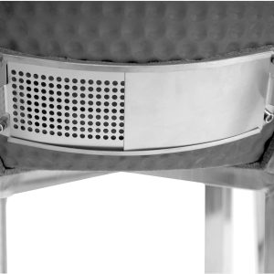 BBQ-Toro Kamado Grill Ø 52 cm "KURO", Grau | Holzkohlegrill mit Bambusablage, Thermometer, Holzgriff, Rollen | Keramikgrill Kamado, Keramik Grill mit Aktivbelüftung, Grill mit Ablage 22