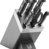 ZWILLING Gourmet Selbstschärfender Messerblock, 7-teilig, Messer und Schere aus rostfreiem Spezialstahl/Kunststoff-Griff, Grau [Made in Germany] 25