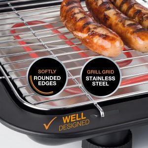 Korona 46221 Elektrischer Standgrill mit XXL-Grillrost (51 x 30 cm) | 2200 Watt | Windschutz | Kontrollleuchte | Sicherheitsschalter | Stufenlose Temperatureinstellung 10