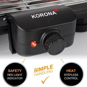 Korona 46221 Elektrischer Standgrill mit XXL-Grillrost (51 x 30 cm) | 2200 Watt | Windschutz | Kontrollleuchte | Sicherheitsschalter | Stufenlose Temperatureinstellung 12