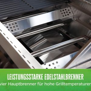 Grillfürst Gasgrill G401E - 4-Brenner Edelstahl, Einbau Gasgrill mit Sichtscheibe, Outdoorküchen Grill mit doppelwandigem Deckel und Edelstahl-Rosten, Built In Modell 15