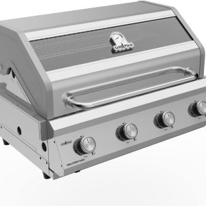 Grillfürst Gasgrill G401E - 4-Brenner Edelstahl, Einbau Gasgrill mit Sichtscheibe, Outdoorküchen Grill mit doppelwandigem Deckel und Edelstahl-Rosten, Built In Modell 25