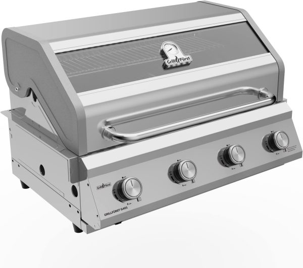 Grillfürst Gasgrill G401E - 4-Brenner Edelstahl, Einbau Gasgrill mit Sichtscheibe, Outdoorküchen Grill mit doppelwandigem Deckel und Edelstahl-Rosten, Built In Modell 9