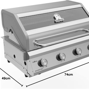 Grillfürst Gasgrill G401E - 4-Brenner Edelstahl, Einbau Gasgrill mit Sichtscheibe, Outdoorküchen Grill mit doppelwandigem Deckel und Edelstahl-Rosten, Built In Modell 27