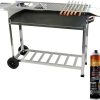 Edelstahl BBQ Outdoor Holzkohlegrill – Standgrill mit 2 Rollen, 3 Grillrosten, 1 Kasan-Halter, und 22 Schaschlik-Spießen – Ideal für Garten, Terrasse & Camping (mit 22 Spießen) 25