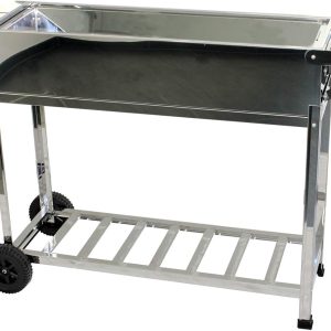 Edelstahl BBQ Outdoor Holzkohlegrill – Standgrill mit 2 Rollen, 3 Grillrosten, 1 Kasan-Halter, und 22 Schaschlik-Spießen – Ideal für Garten, Terrasse & Camping (mit 22 Spießen) 14