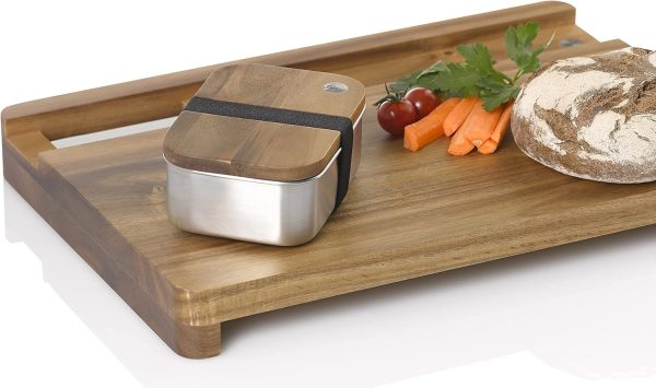 AdHoc SB20 Schneidbrett mit integrierter Lunchbox COTTO, Akazienholz/Edelstahl/Polyester 1