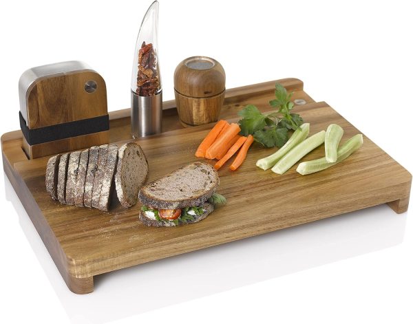 AdHoc SB20 Schneidbrett mit integrierter Lunchbox COTTO, Akazienholz/Edelstahl/Polyester 2