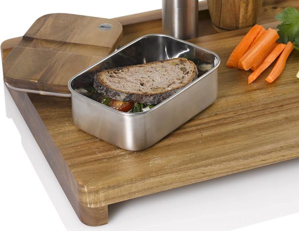 AdHoc SB20 Schneidbrett mit integrierter Lunchbox COTTO, Akazienholz/Edelstahl/Polyester 3