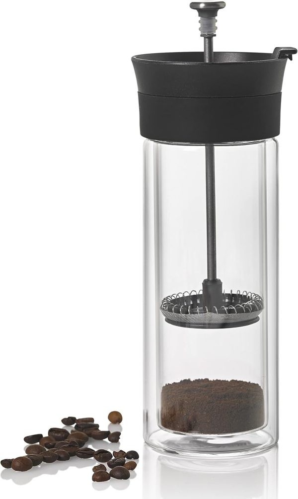 AdHoc TT25 French Press Becher THERMO-GLASS, 300 ml (ohne Kaffee), Glas/Edelstahl/Kunststoff/Silikon 4
